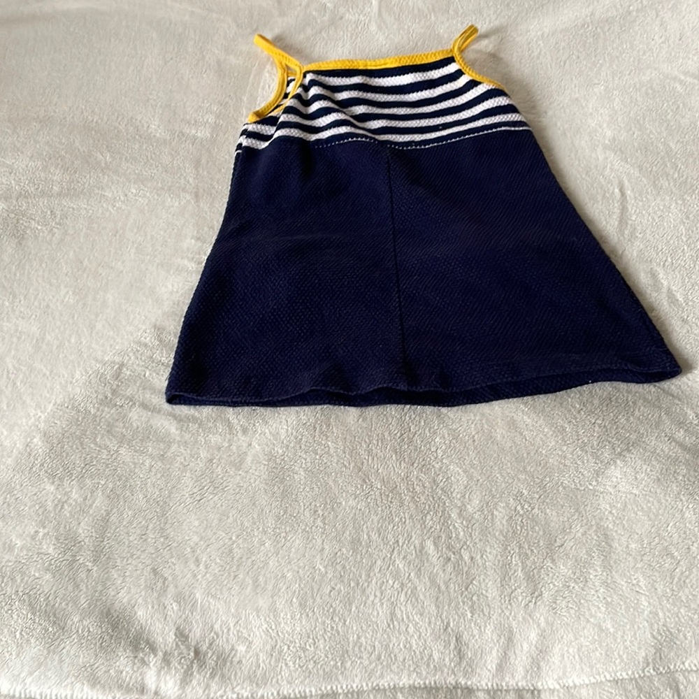 Dress, 3T, blue and white toddler dress, 2 pockets.